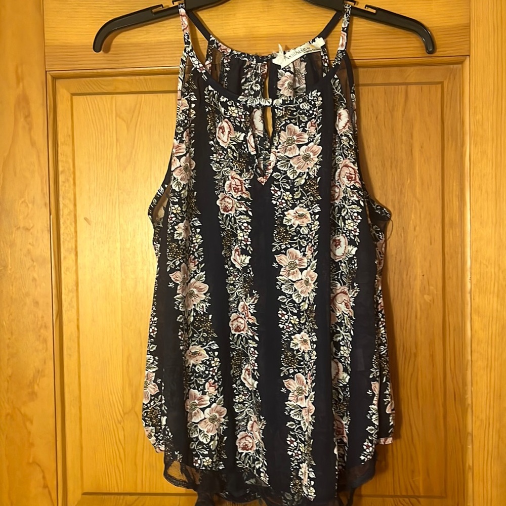 Black & Pink Floral Top